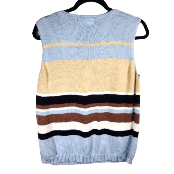 Y2K Vintage Studio Works Knit Vest Womens Large Sleeveless Striped - Picture 2 of 5